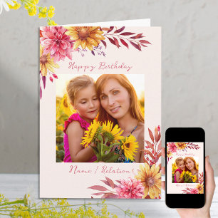 Persönliches Geburtstagsfoto mit Herbstblumen Karte