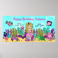Persönliches Happy Birthday Mermaid Poster