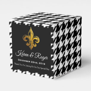PERSÖNLICHES HOUNDSTOOTH FLEUR DE LIS GESCHENKSCHACHTEL