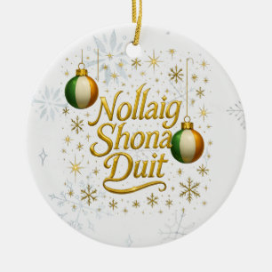 Persönliches Irisches Weihnachten Nollaig Shona Du Keramik Ornament