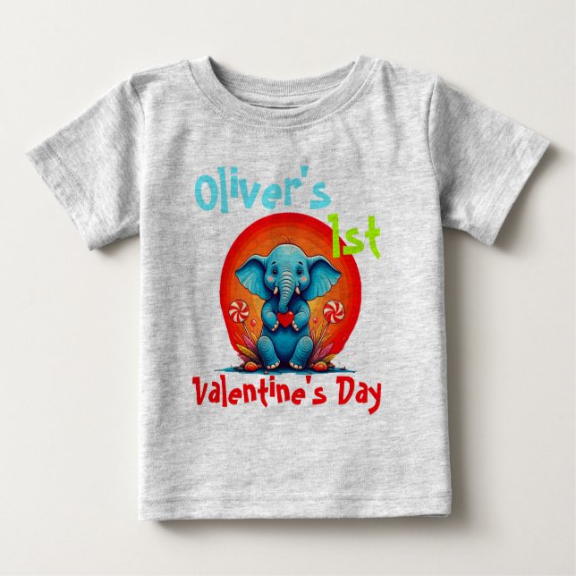 Persönliches mein erstes VALENTINEs Baby Elephant  Baby T-shirt (Vorderseite)
