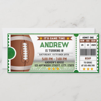 Persönliches Modern American Football Ticket Gebur Einladung