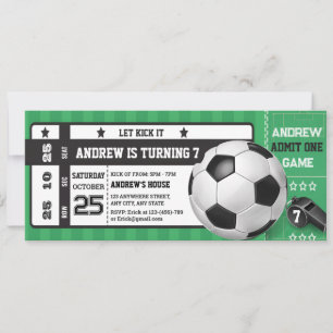 Persönliches modernes Jungs-Fußballparty-Ticket zu Einladung