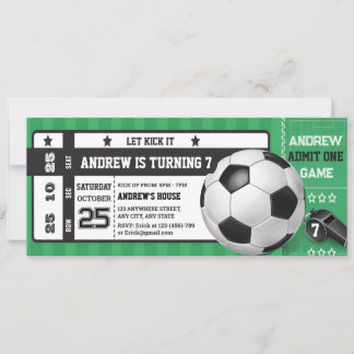 Persönliches modernes Jungs-Fußballparty-Ticket zu Einladung