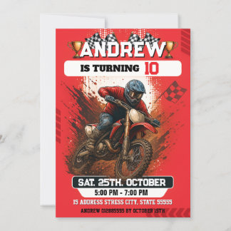 Persönliches Motocross Dirt Motorbike Geburtstag i Einladung