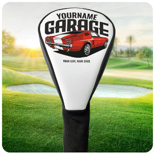 Persönliches Muscle Car 1967 Rotes Fastback Garage Golf Headcover