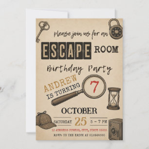 Persönliches Mystery Escape Room Geburtstagsfest Einladung