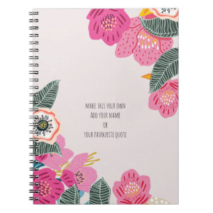 Persönliches Notizbuch mit rosa abstrakten Blumen Notizblock