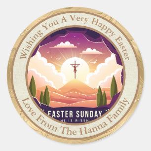 Persönliches Ostern Kirche und Sonntagsschule Runder Aufkleber