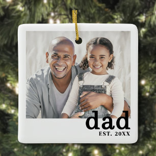 Persönliches Papa-Foto Weihnachten Keramikornament