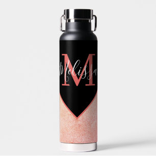 Persönliches Pink Leather Look Trinkflasche