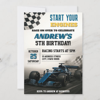 Persönliches Rennen Auto Geburtstagsfeier für Kind Einladung