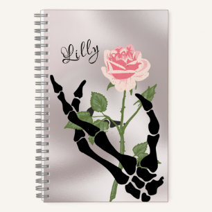 Persönliches Skull-Hand-Floral-Notebook Notizbuch