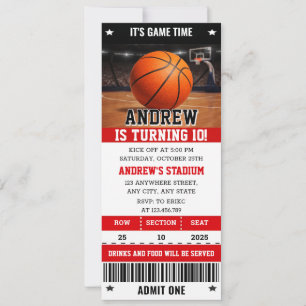 Persönliches Sport Basketball-Ticket Geburtstag Einladung