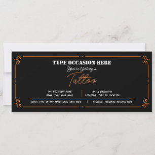 Persönliches Tattoo-Geschenkgutschein ZERTIFIKAT Einladung