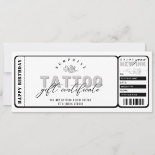 Persönliches Tattoo-Gutschein Template Ticket Einladung