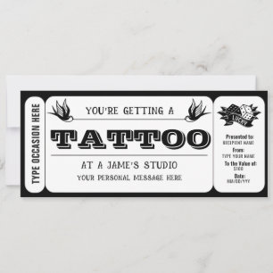 Persönliches Tattoo-Ticket-Geschenkgutschein-Vorla Einladung