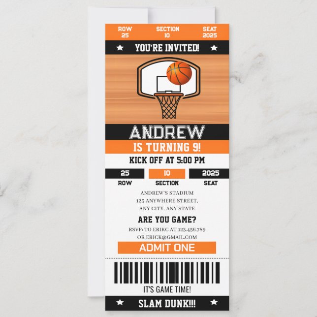 Persönliches Ultimate Basketball Geburtstagsfeier  Einladung (Vorderseite)
