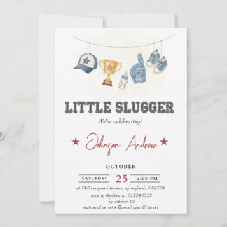 Persönliches Vintage-Sport-Baby-Shower-Weiß-Thema Einladung