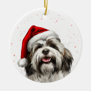 Persönliches Weihnachten für glücklichen Lhasa Aps Keramik Ornament