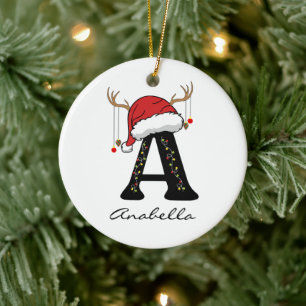 Persönliches Weihnachts-Alphabet-Schmuck-Geschenk Keramik Ornament