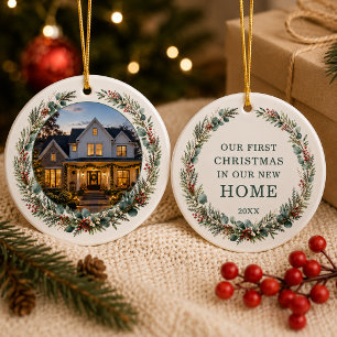 Persönliches Weihnachtsfoto fürs neue Zuhause Keramik Ornament