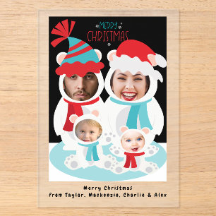 Persönliches Weihnachtsfoto mit Eisbärenfamilie Acryleinladungen