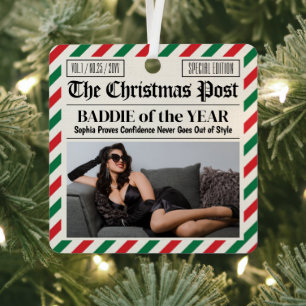 Persönliches Weihnachtsgeschenk für Freund, Baddie Ornament Aus Metall