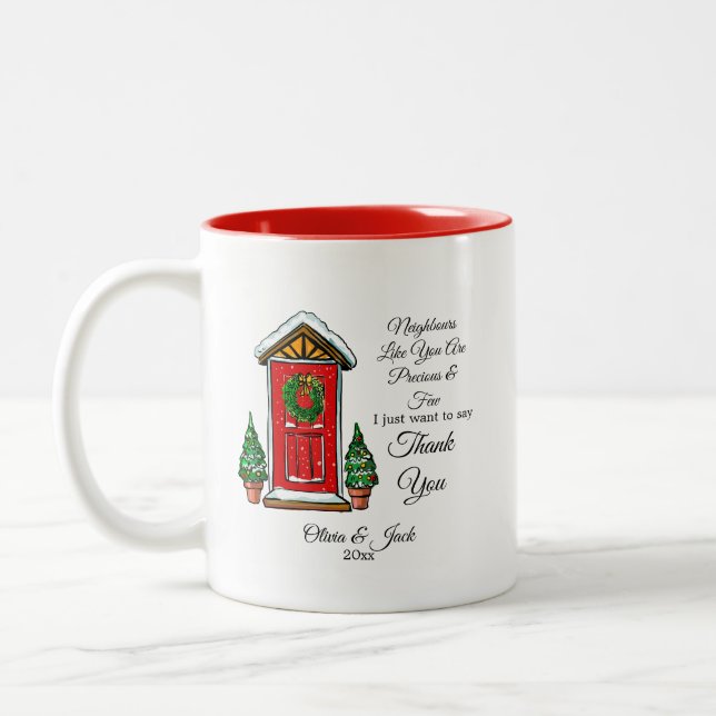 persönliches Weihnachtsgeschenk für Nachbarn - Nac Zweifarbige Tasse (Links)