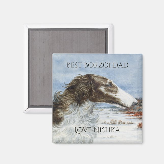 Persönlichster Borzoi-Vater Magnet (Vorderseite/Rückseite)
