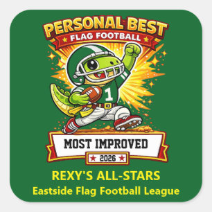 Persönlichster Flag Football-Preis für Kinder – In Quadratischer Aufkleber