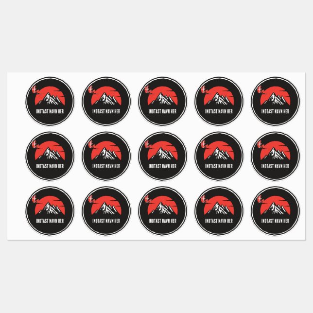 Personligt by navn Danmark runddesign Etiketten (Blatt)