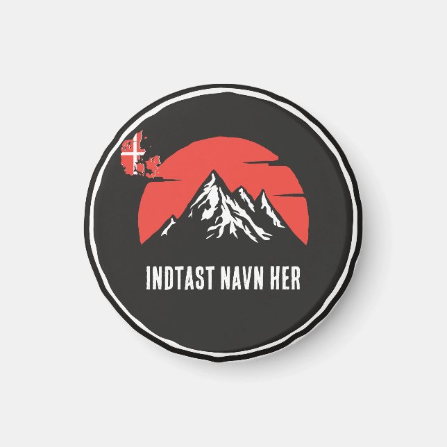 Personligt by navn Danmark runddesign Magnet (Vorne)