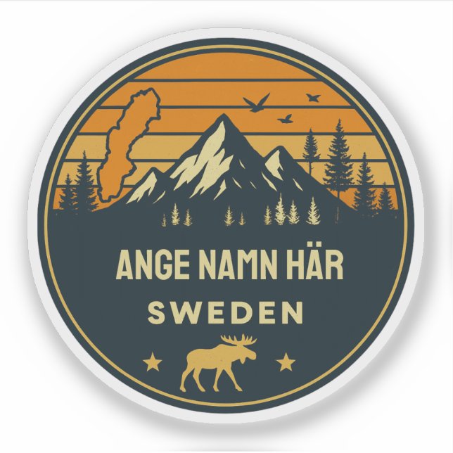 Personligt ortnamn Sverige runt design Aufkleber (Vorderseite)