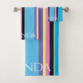 Personlisierte Girls Chic Summer Pastel Rainbow Badhandtuch Set