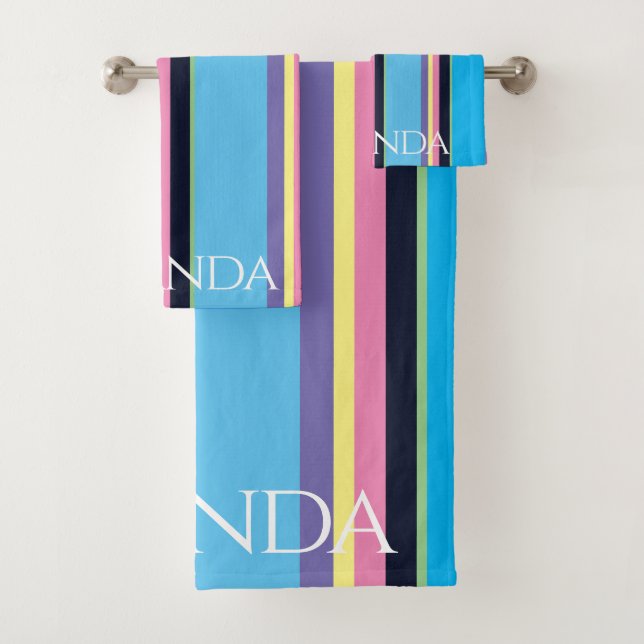 Personlisierte Girls Chic Summer Pastel Rainbow Badhandtuch Set (Insitu)