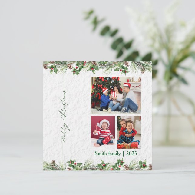 Personlized Merry Christmas Photo Card Feiertagskarte (Stehend Vorderseite)