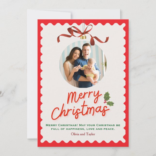 Personlized Merry Christmas Photo Card Feiertagskarte (Vorderseite)