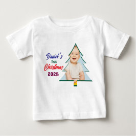 Personlized Photo Daniel's 1st Christmas Tree  Baby T-shirt