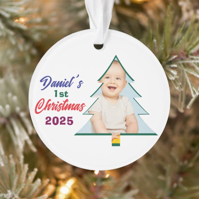 Personlized Photo Daniel's 1st Christmas Tree  Ornament (Baum)
