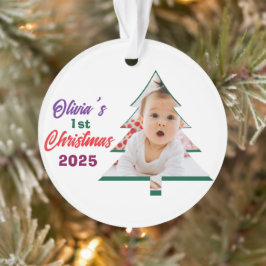Personlized Photo Olivia's 1st Christmas Tree  Ornament