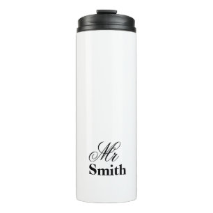 Personlized Text-Herr Smith Name White Black Thermosbecher
