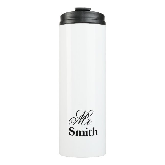Personlized Text-Herr Smith Name White Black Thermosbecher (Vorderseite)