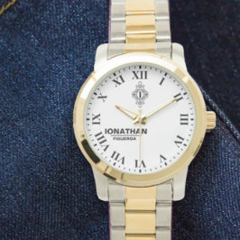 Person's black and white  Monogrammed Initial  Armbanduhr