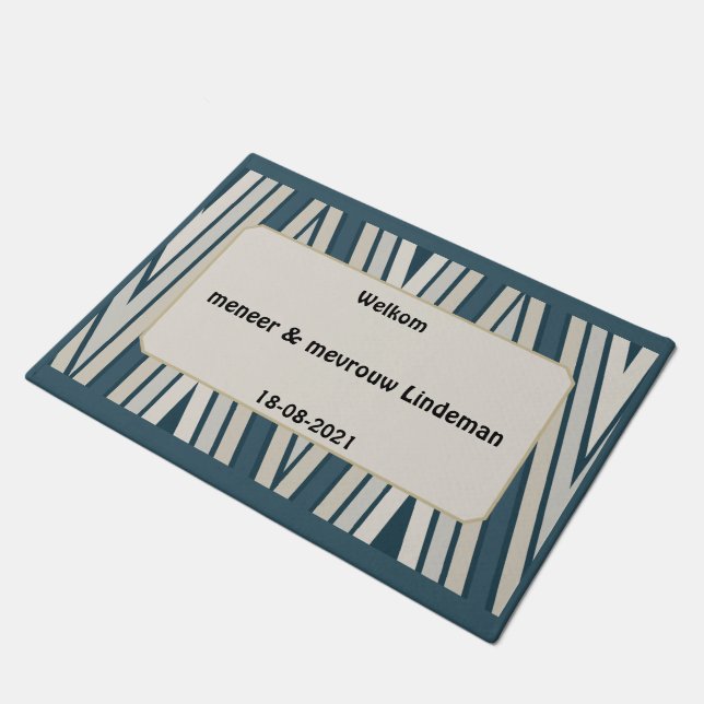 Persoonlijk en origineel huwelijkscadeau met namen fußmatte (Schrägansicht)