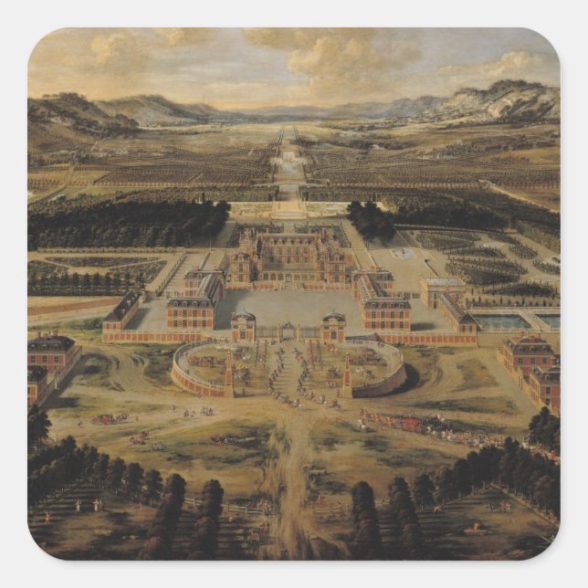 Perspektive des Schlosses Quadratischer Aufkleber (Vorderseite)