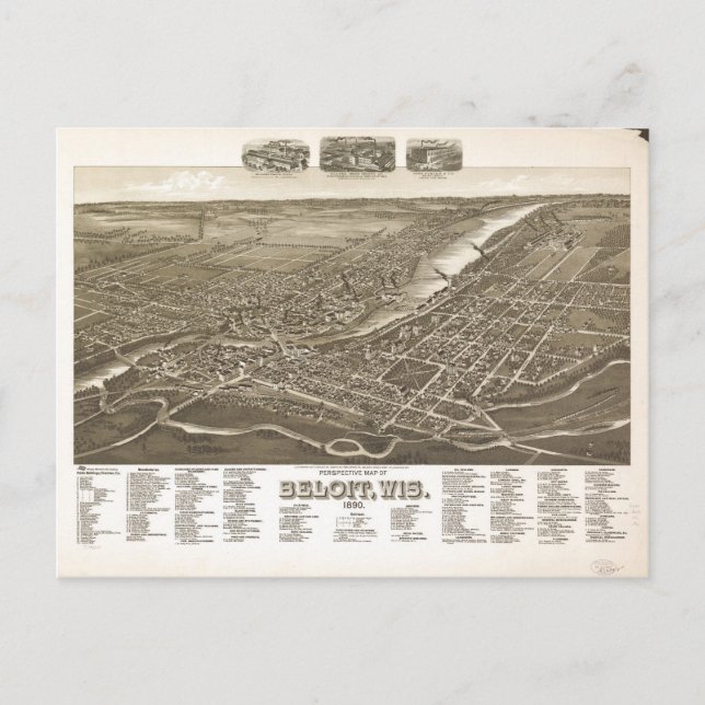 Perspektive Karte von Beloit, Wisconsin (1890) (Vorderseite)