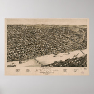 Perspektive Karte von Little Rock, Arkansas (1887) Poster