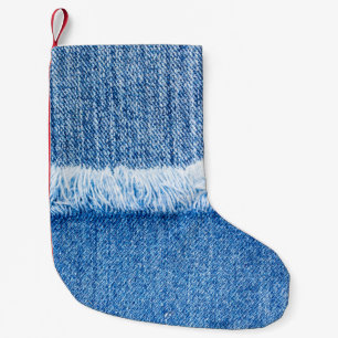 Perspektive und Nahaufnahme zur Textur von blau je Kleiner Weihnachtsstrumpf