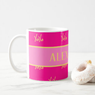 Perssonalisierte XOXO Hot Pink Typografie Kaffeetasse